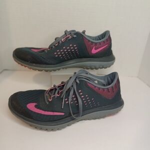 Nike Women's FS Lite‎ Run 2 684667-005 Gray Pink Running Shoes Sneakers Size 8.5